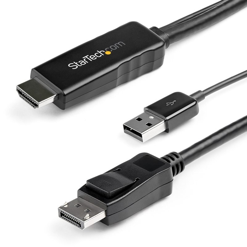 Image of 2m (6ft) HDMI to DisplayPort Cable 4K 30Hz - Active HDMI 1.4 to DP 1.2 Adapter Converter Cable with Audio - USB Powered - Mac &amp; Windows - HDMI Laptop to DP Monitor - Male/Male