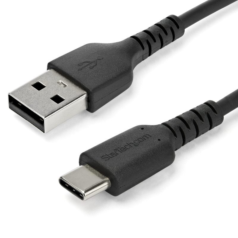 1 m / 3.3 ft USB 2.0 to USB C Cable - Black - Aramid Fiber - EMI Protection
