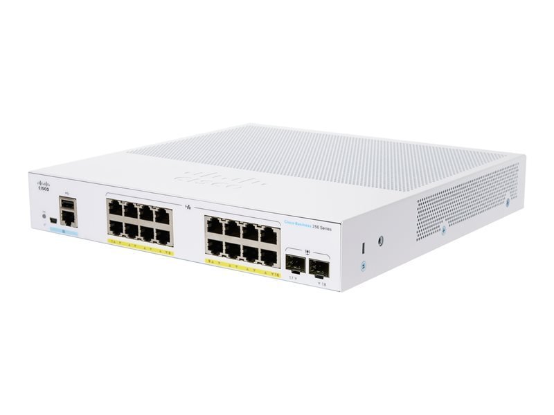 Image of Cisco Business CBS250-16P-2G-UK - 250 Series - 16 Port Smart Switch