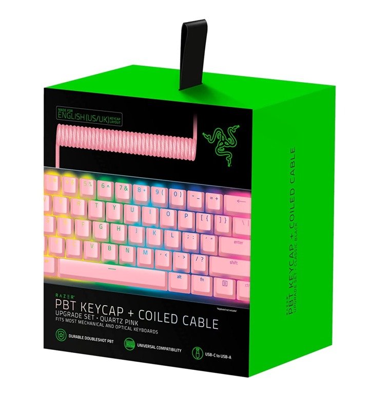 Click to view product details and reviews for Razer Pbt Keycap Coiled Cable Upgrade Set Quartz Pink.