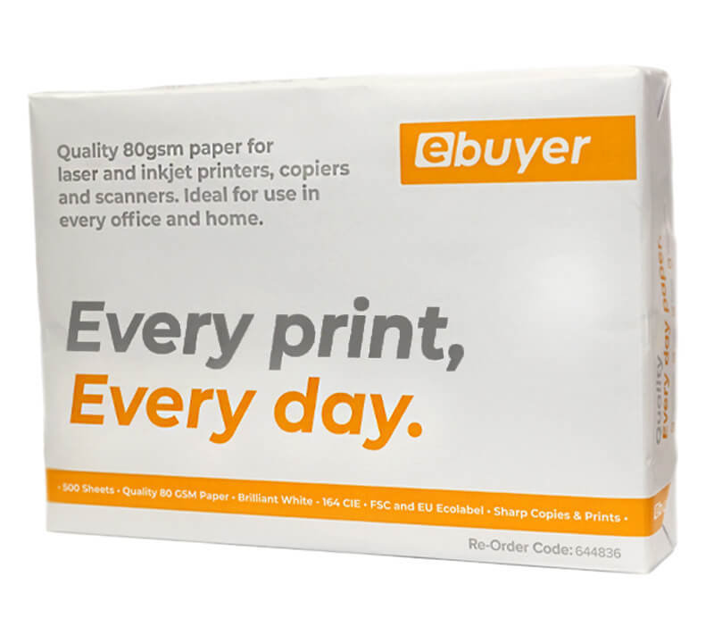 Click to view product details and reviews for Ebuyer Everyday 80gsm A4 Printer Paper 500 Sheets.