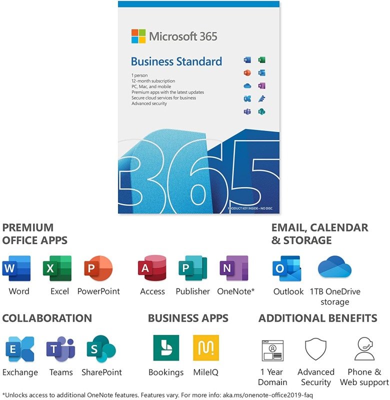 Microsoft 365 Business Standard Software License 1 Year 1 License