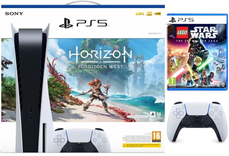 Sony PlayStation 5 (PS5) Optical Console with Horizon Forbidden West (Download), Lego Star Wars The 