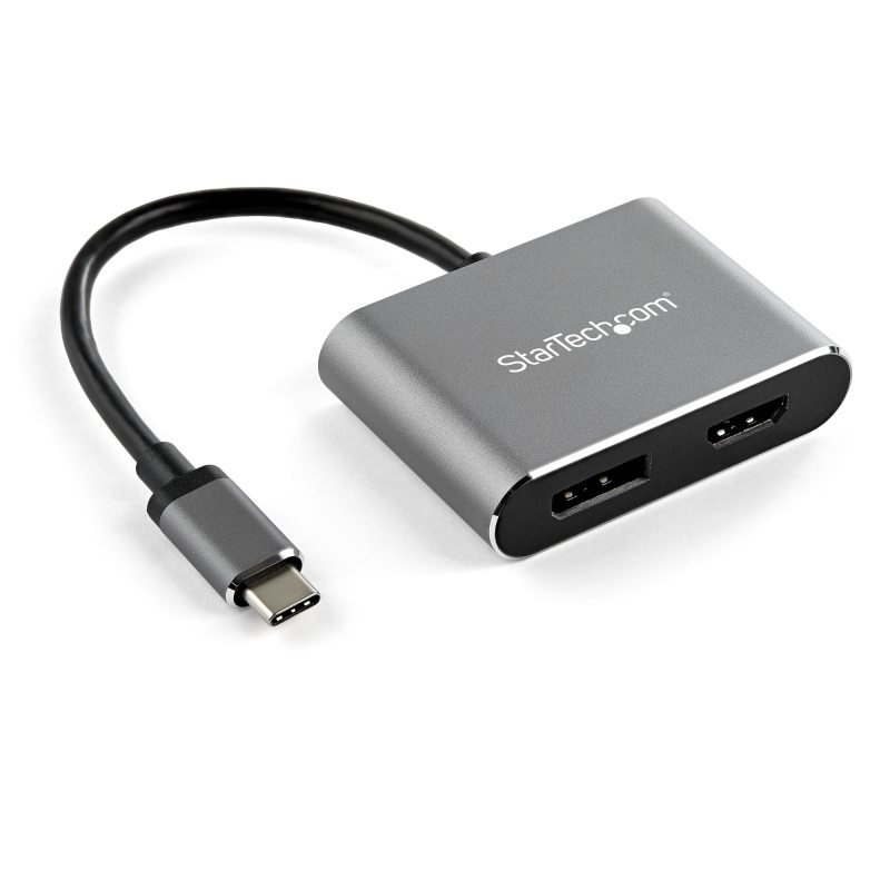 Click to view product details and reviews for Startech Usb C Multiport Video Adapter 4k 60hz Usb C To Hdmi 20 Or Displayport 12 Monitor Adapter Usb Type C 2 In 1 Display Converter Hdmi Dp Hbr2 Hdr Thunderbolt 3 Compatible.