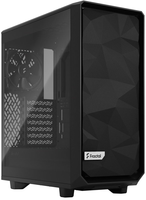 Fractal Design Meshify 2 Compact Lite Black Tg Gaming Case W Clear Glass Window Atx Angular Mesh Front 3 Fans