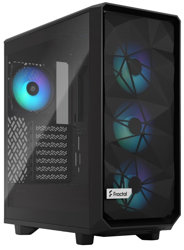 Fractal Design Meshify 2 Compact Lite (Black TG) Gaming Case w/ Light Tint Glass Window, ATX, Angula
