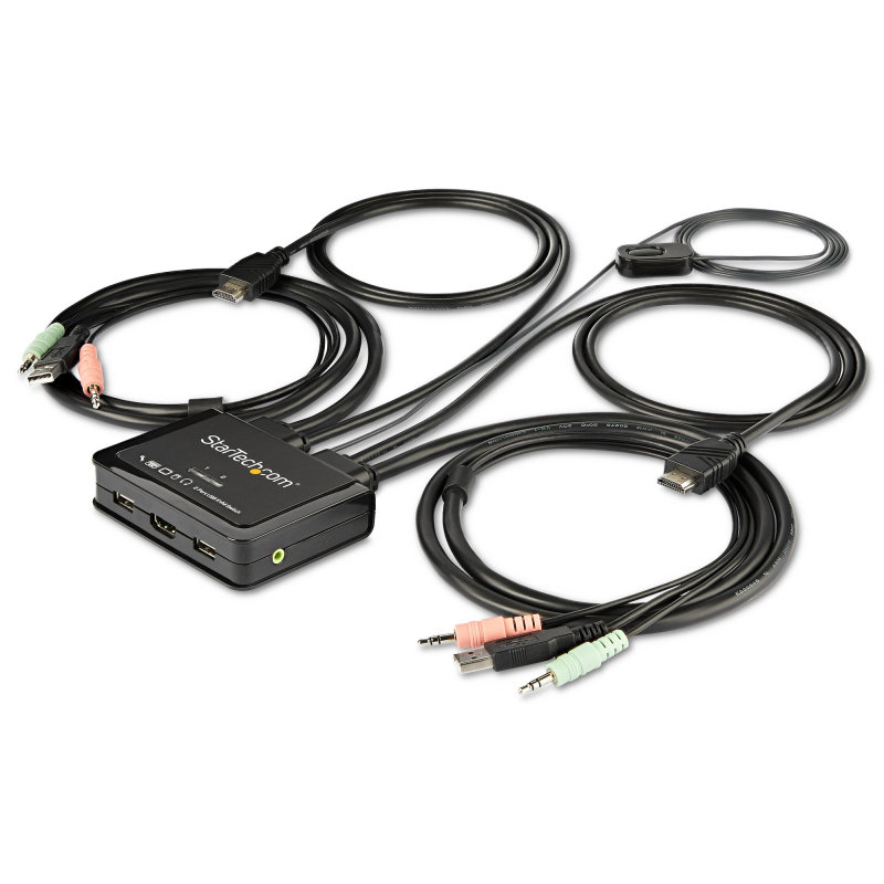 Click to view product details and reviews for Startechcom 2 Port Hdmi Kvm Switch 4k 60hz Compact Uhd Hdmi Usb Kvm Switch With 4ft Cables And Audio.