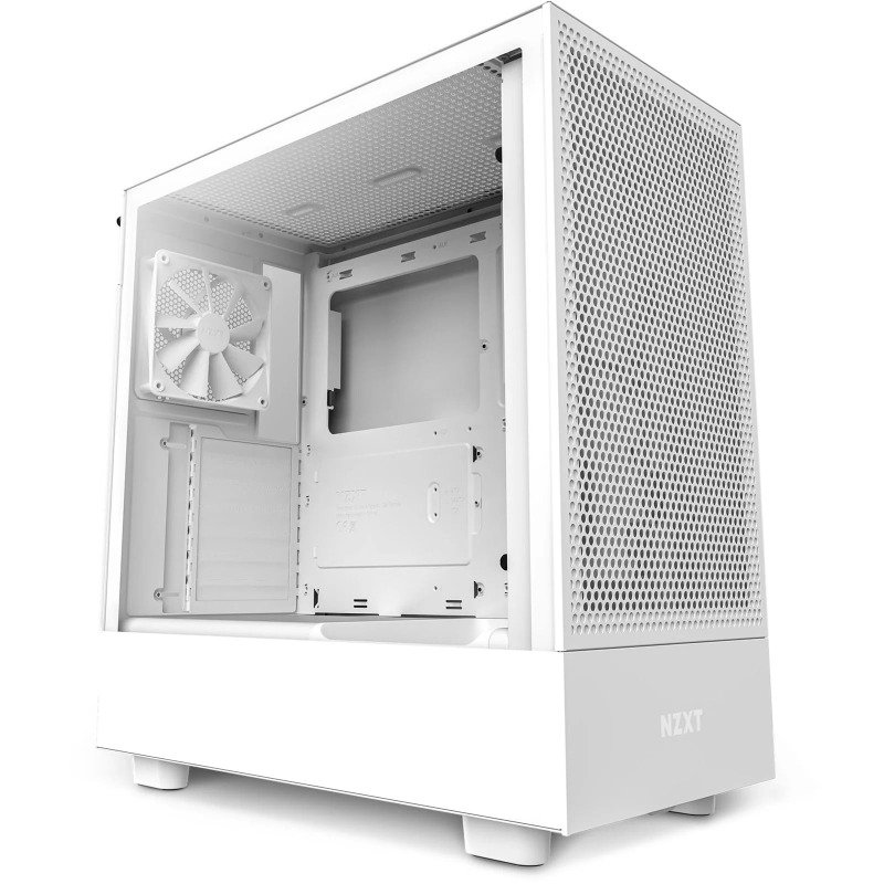 Nzxt H5 Flow Mid Tower Tempered Glass Pc Gaming Case White