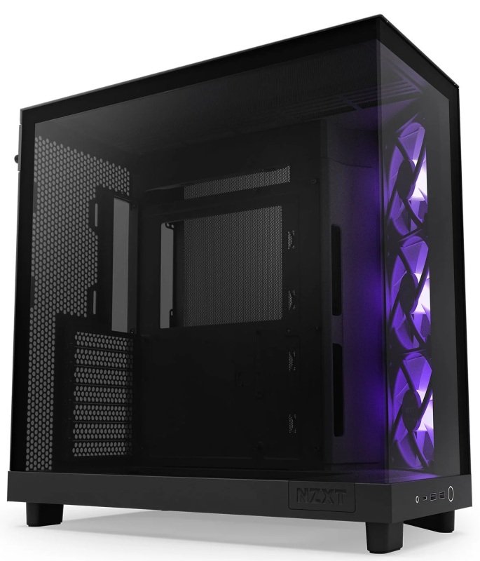 Nzxt H6 Flow Rgb Compact Dual Chamber Mid Tower Airflow Case With Rgb Fans Black