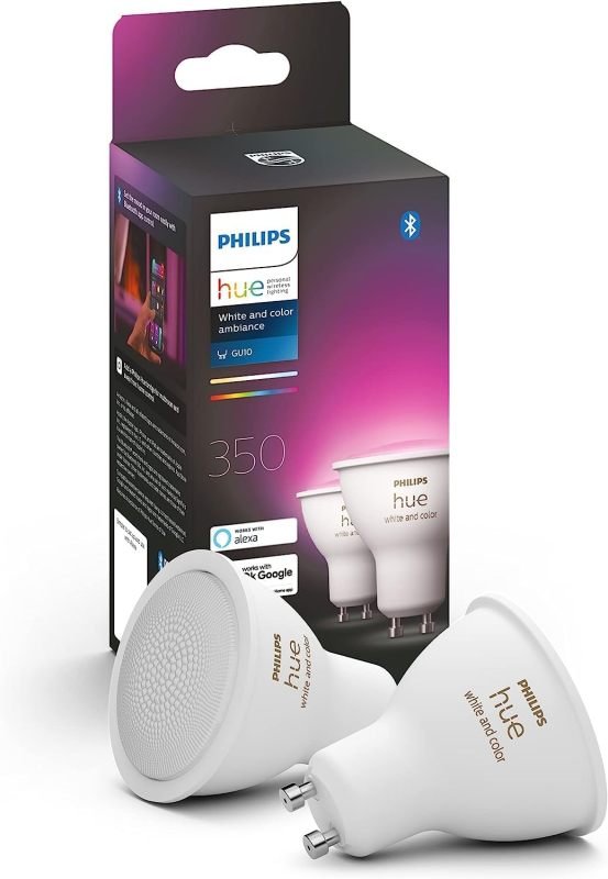 Philips Hue Colour Bulbs 57w Gu10 2 Pack