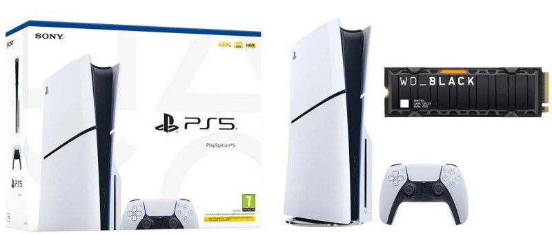 Sony PlayStation 5 Console - PS5 (Model Group - Slim) & WD Black SN850X 2TB M.2 SSD with Heatsin