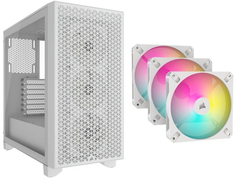 Click to view product details and reviews for Corsair 3000d Tempered Glass Mid Tower Pc Case White Free Ar120 Rgb Triple Pack Of Fans.