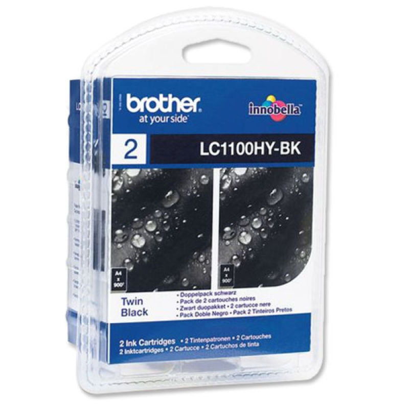 Image of Brother LC1100BKBP2 Black Twin Ink Cartridges