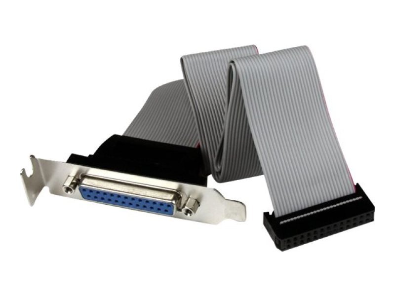 Image of Startech Low Profile 16in Parallel Port Header Cable Adapter With Bracket Db25 (f) To Idc26