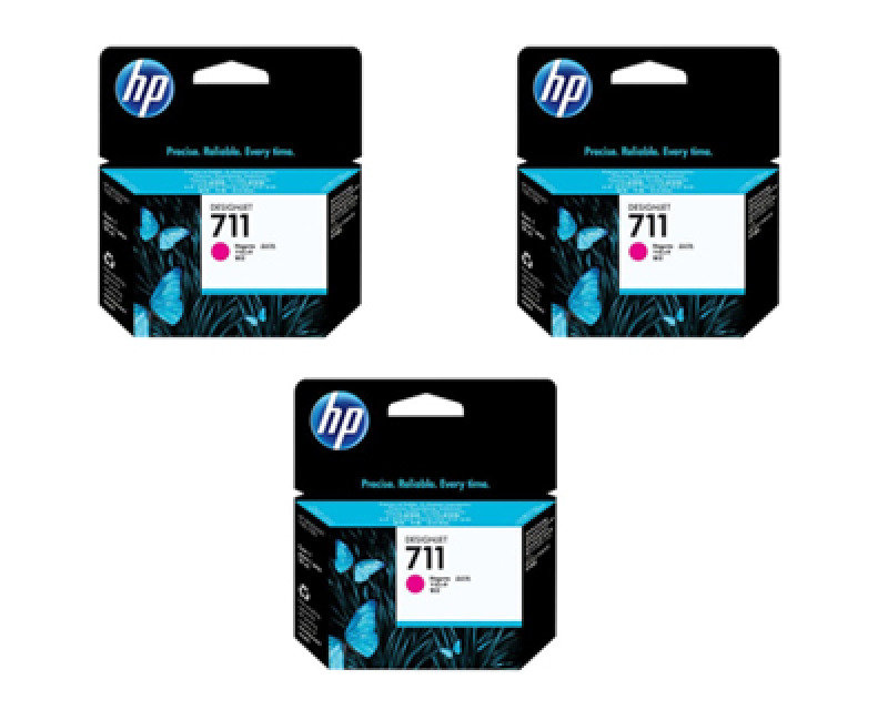 Image of HP 711 Magenta Original, Multi-pack&nbsp;Ink Cartridge - Standard Yield 3 x 29ml - CZ135A