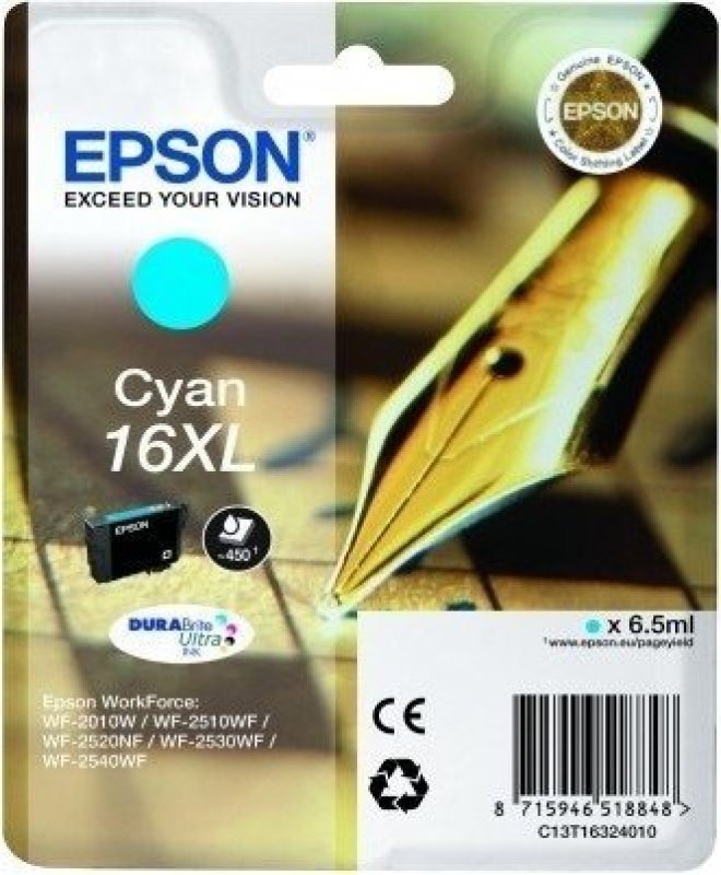 Image of Epson 16XL Cyan Ink Cartridge