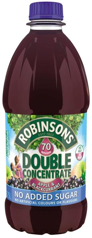Image of Robinson Apple &amp; Blackcurrant Double Concentrate Juice 1.75L - 2 Pack