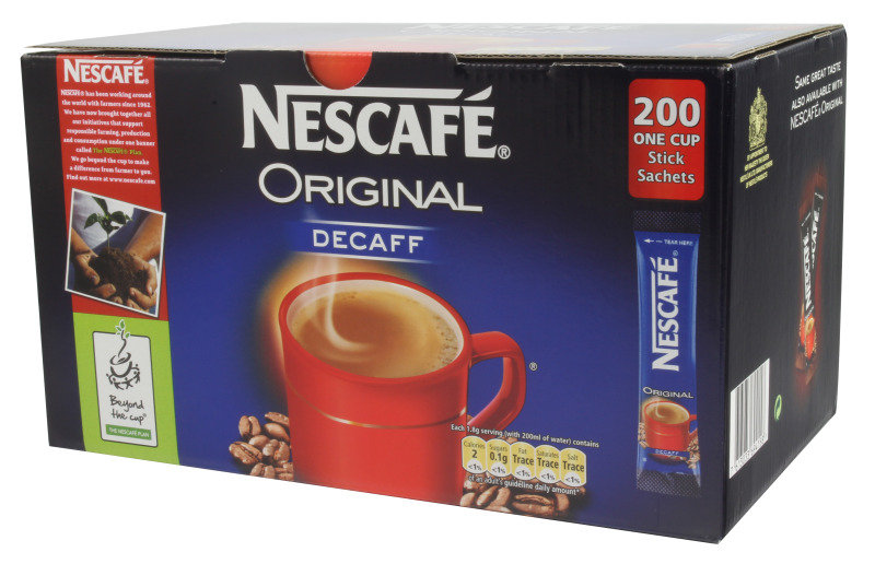 Nescafe Decaffeinated Instant One Cup Coffee Sachets - 200 Pack - Ebuyer