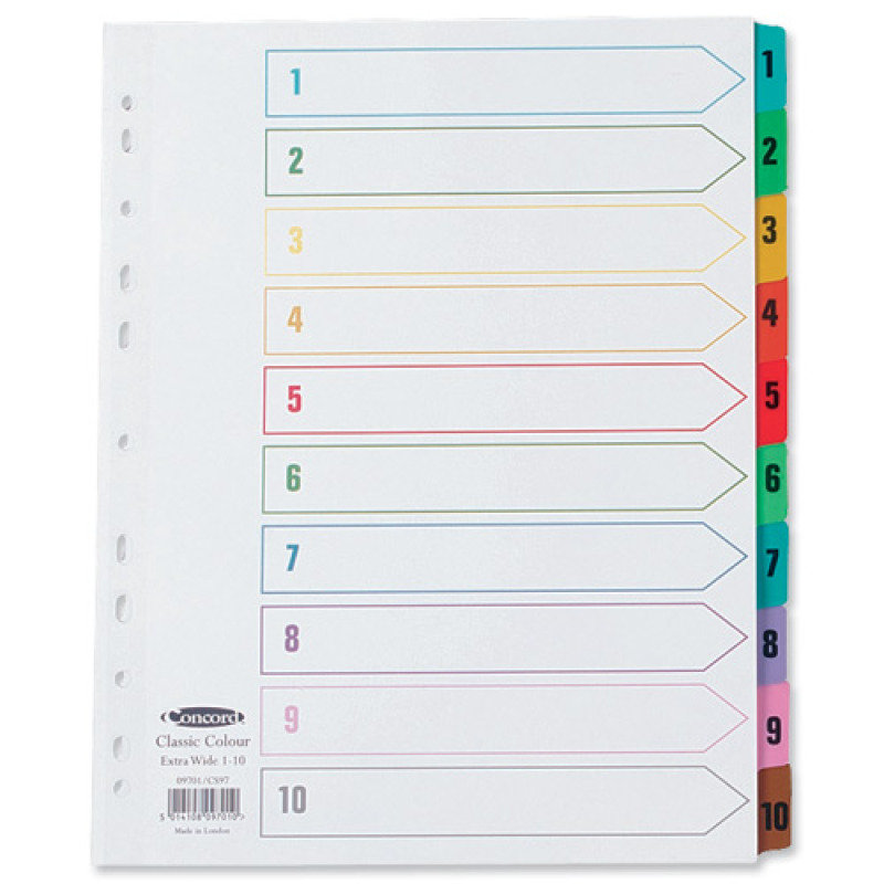 Concord Index 1-10 A4 White With Multi-Colour Tabs Review