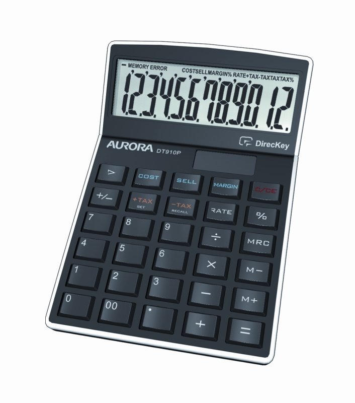 Aurora DT910P Desk Calculator - Black