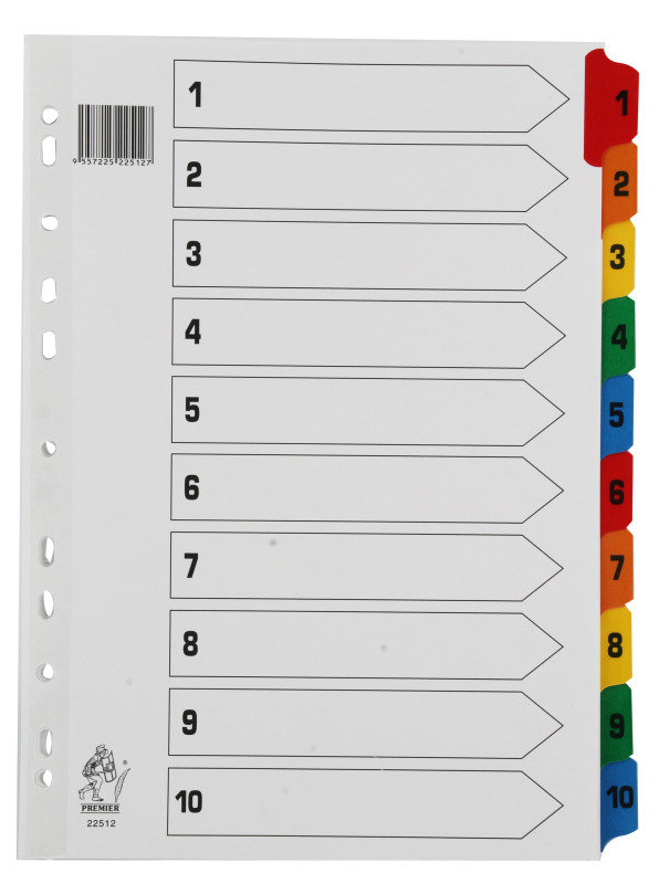 Extra Value A4 1-10 Multi-Colour Mylar Dividers