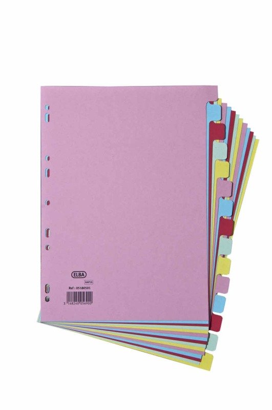 ELBA A4 CARD DIVIDERS 15 PART ASSORTED