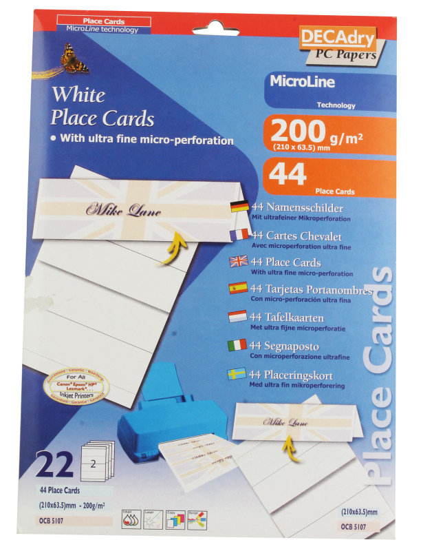 DECADRY PLACE CARD 210X63.5MM WHITE PK44 Review