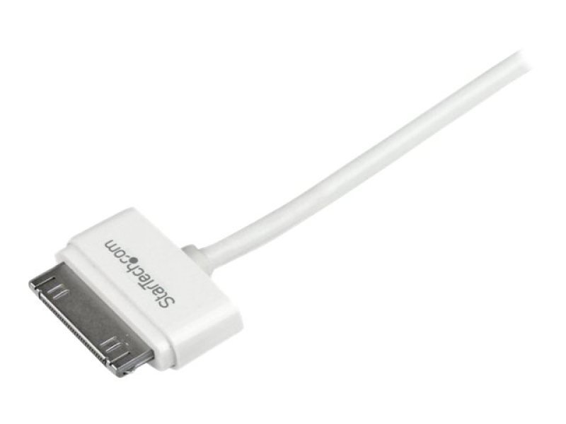 Image of StarTech.com 1m (3 ft) Apple 30-pin Dock Connector to Left Angle USB Cable for iPhone iPod iPad with Stepped Connector