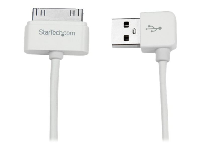 Image of Startech 1m (3 Ft) Apple Dock Connector To Right Angle Usb Cable For Ipod Iphone Ipad With Stepped Connector