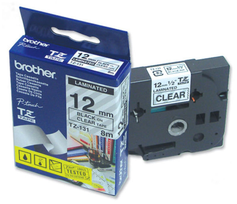 *Brother TZe 131 Laminated tape- Black on clear