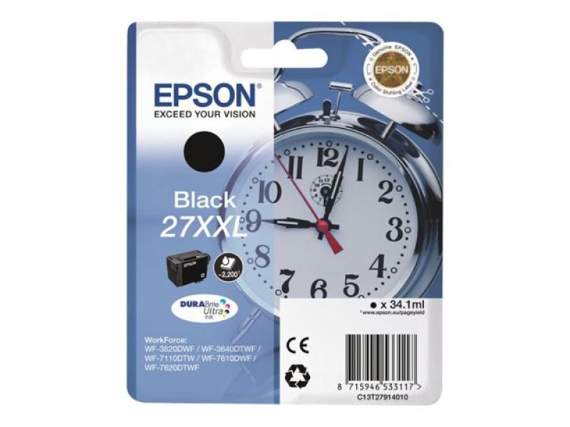 Click to view product details and reviews for Epson 27xxl Durabrite Ultraink Black Ink Cartridge.