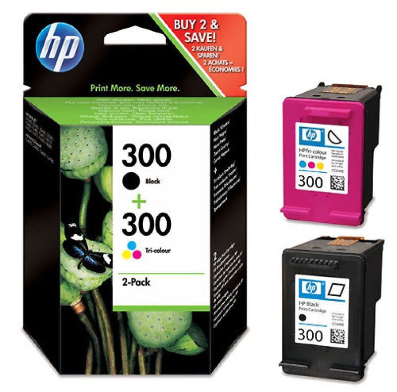 Image of HP 300 Multi-pack 1x Black, 1x Tri-Colour Original Ink Cartridge - Standard Yield 200 Pages/165 Pages - CN637EE