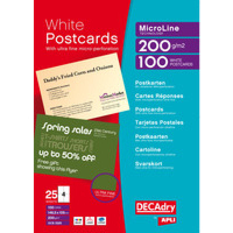 Decadry Postcards A4 Micro-perforated Sheet White (Pack of 100) Review