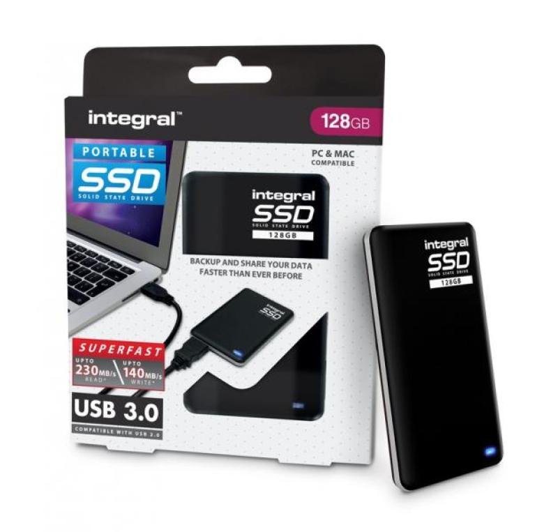 Integral 128GB USB 3.0 Portable SSD External Hard Drive ...