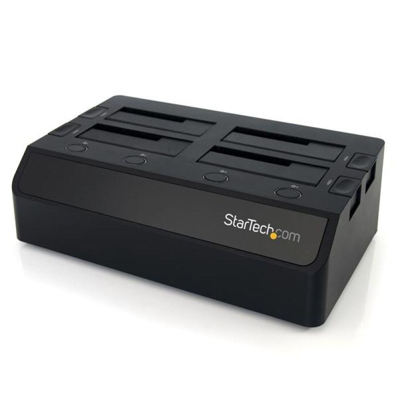 Startechcom Usb 30 To 4 Bay Sata 6gbps Hard Drive Docking Station W Uasp And Dual Fans 25 35in Ssd Hdd Dock