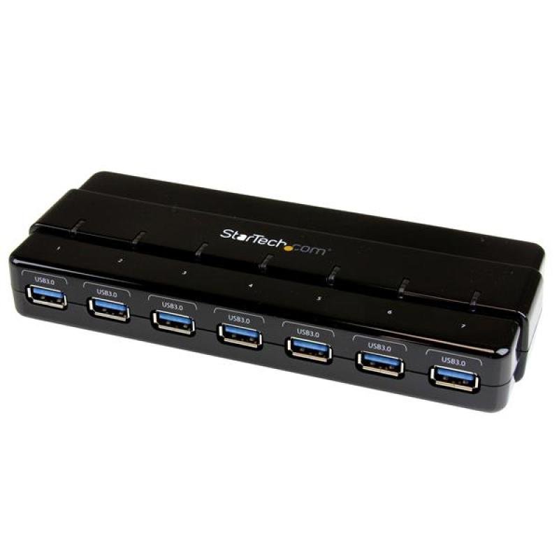 Image of StarTech.com 7 Port SuperSpeed USB 3.0 Hub - Desktop USB Hub with Adapter