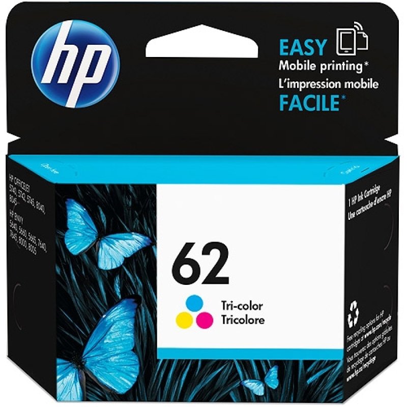 Image of HP 62 Tri-Colour Original&nbsp;Ink Cartridge - Standard Yield 165 Pages - C2P06AE