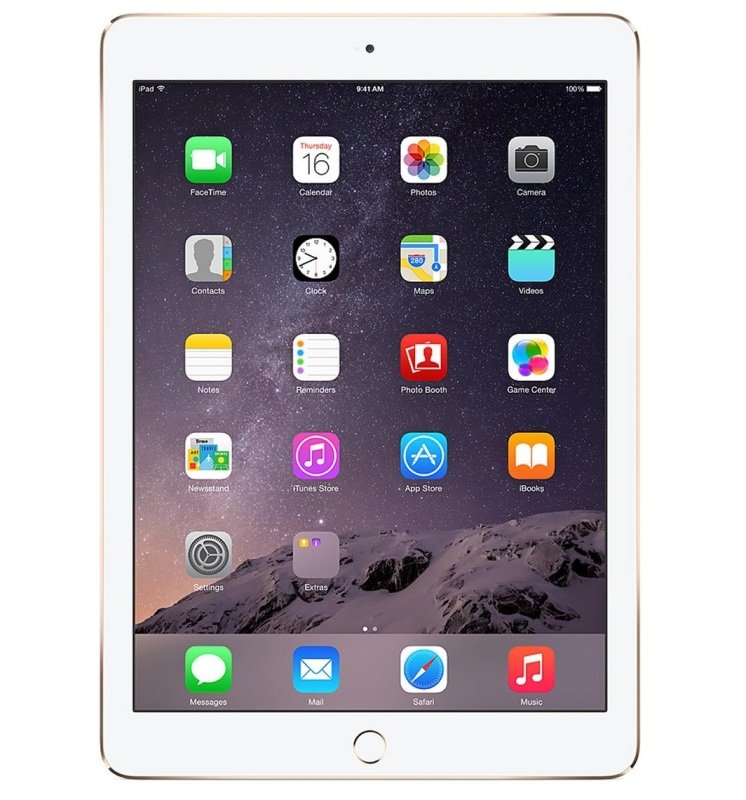 Image of Apple iPad Air 2, A8X CPU, 128GB Flash, 9.7in Retina, Wifi, 2 Cameras Bluetooth, Apple OS - Gold