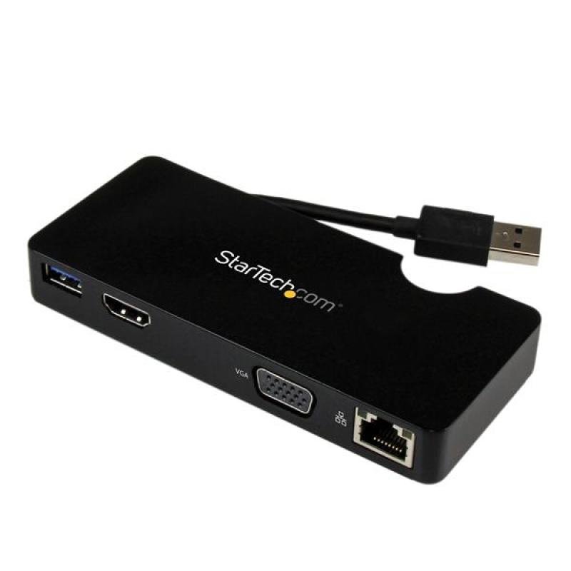 Image of StarTech.com Universal USB 3.0 Laptop Mini Docking Station w/ HDMI or VGA, Gigabit Ethernet, USB 3.0