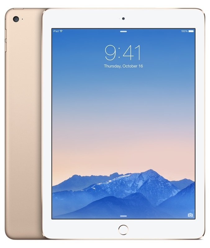Image of Apple iPad Air 2 Cellular, A8X chip, 64GB Flash, 9.7&quot; Retina, Wifi, Cellular, Bluetooth, 2 Cameras, Apple iOS - Gold