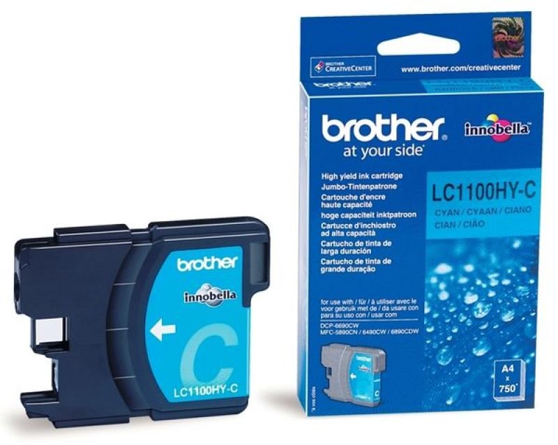 Image of Brother LC1100HYC High Yield Cyan Ink Cartridge