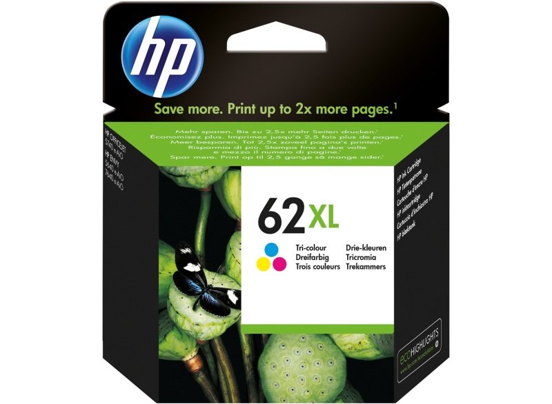 Image of HP 62XL Tri-Colour Original&nbsp;Ink Cartridge - High Yield 415 Pages - C2P07AE