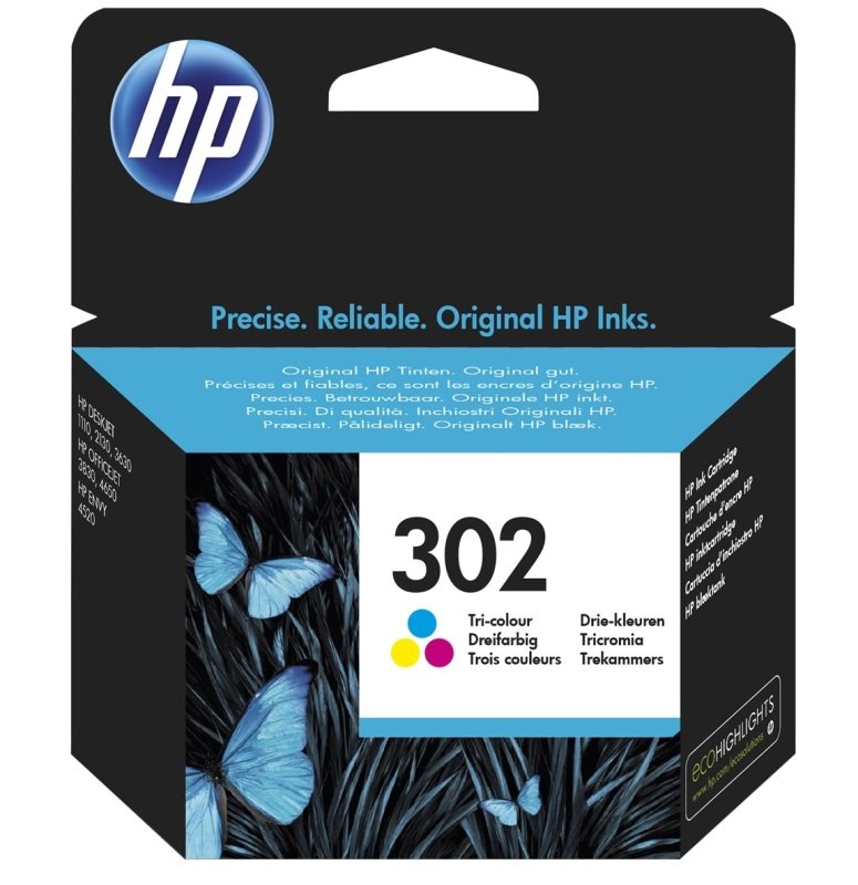 Image of HP 302 Tri-Colour Original&nbsp;Ink Cartridge - Standard Yield 165 Pages - F6U65AE