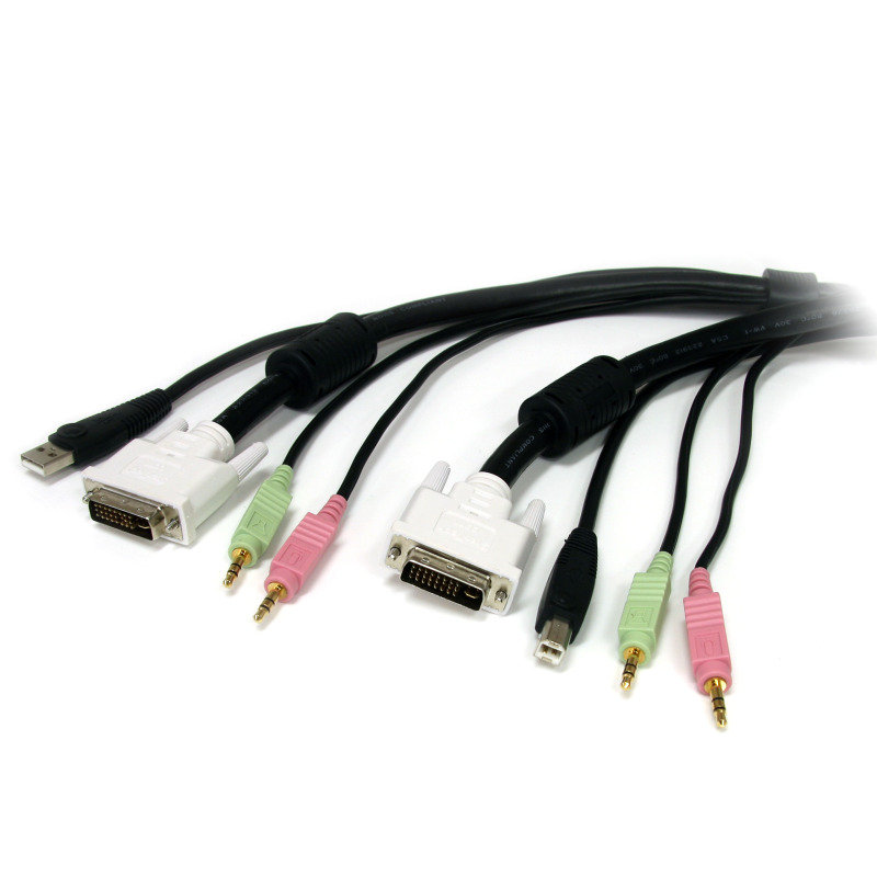 Startech 4 In 1 Usb Dvi Kvm Cable With Audio And Microphone
