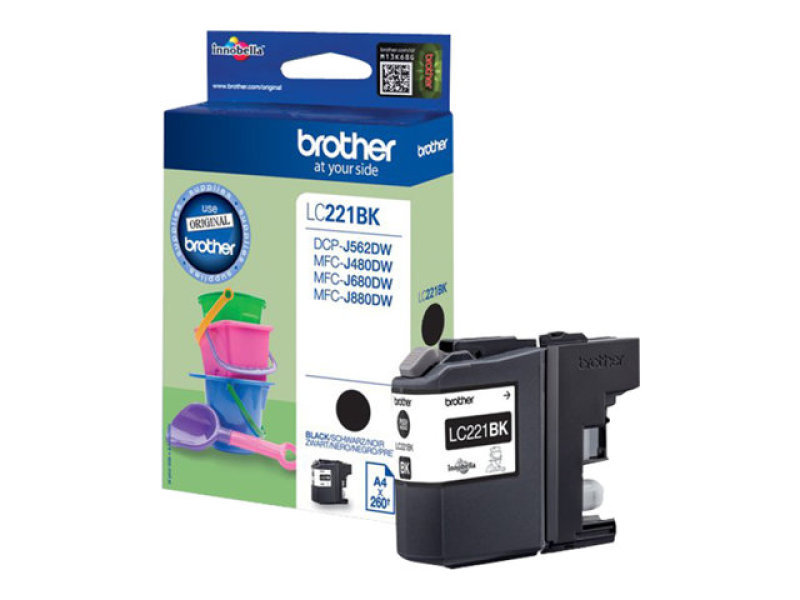 Image of Brother LC221BK Standard Yield Black Ink Cartridge - 260 Pages