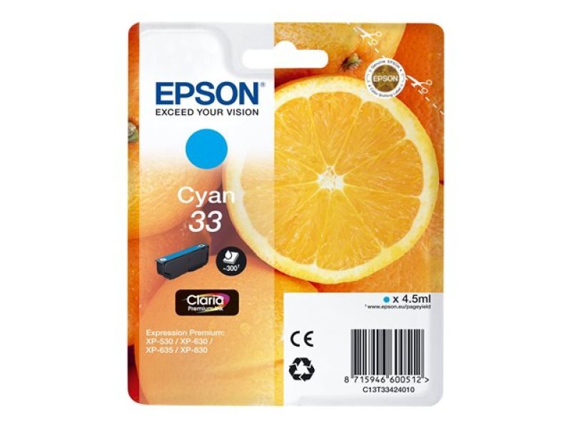 Image of Epson 33 Cyan Inkjet Cartridge