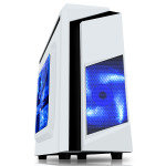 CIT F3 Black Midi Case With 12cm White LED Fan & White Stripe