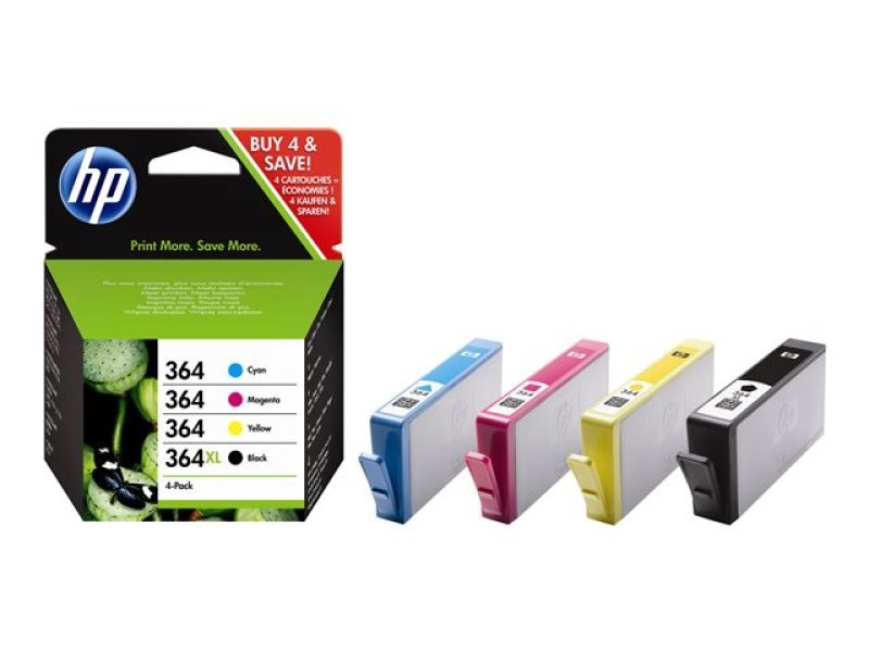 Hp 364 Cmyk Combo 4 Pack Ink Cartridges N9j73ae