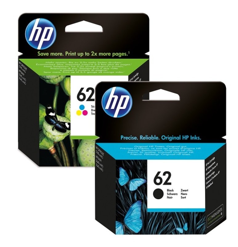 Image of HP 62 Multi-pack 1x Black, 1x Tri-Colour Original&nbsp;Ink Cartridge - Standard Yield 200/165 Pages - N9J71AE