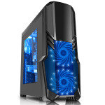 CIT G Force 1 x USB3 2 x 12cm Blue 15 LED Front Fans Black Midi Tower Case